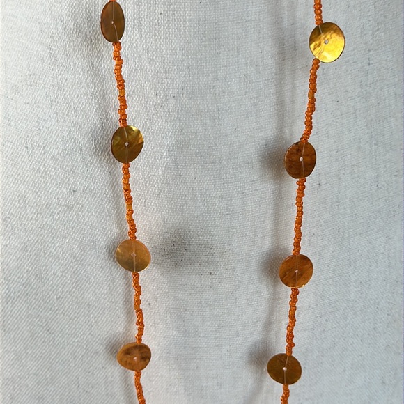 Long Beaded Boho Necklace with Capiz Shell Beads - Picture 6 of 6